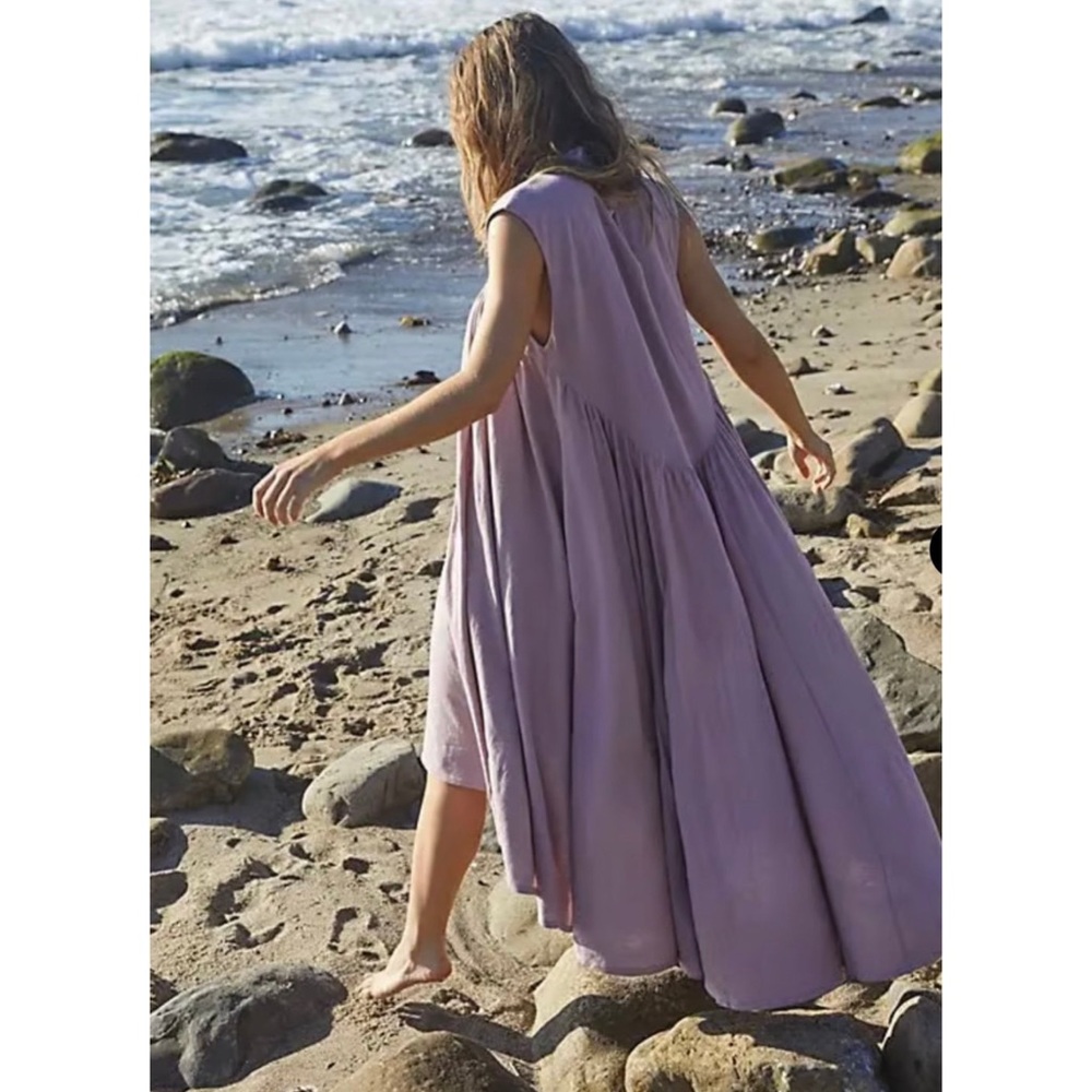Free People Beach Madelyn Midi Dress in Pale Pink Size Small - Picture 3 of 7